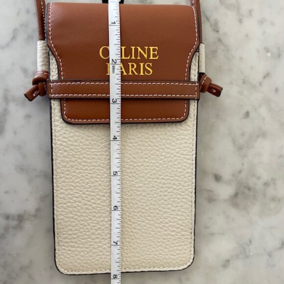 CELINE Phone Pouch with Flap Triomphe Canvas and Lambskin - Picture 14 of 16
